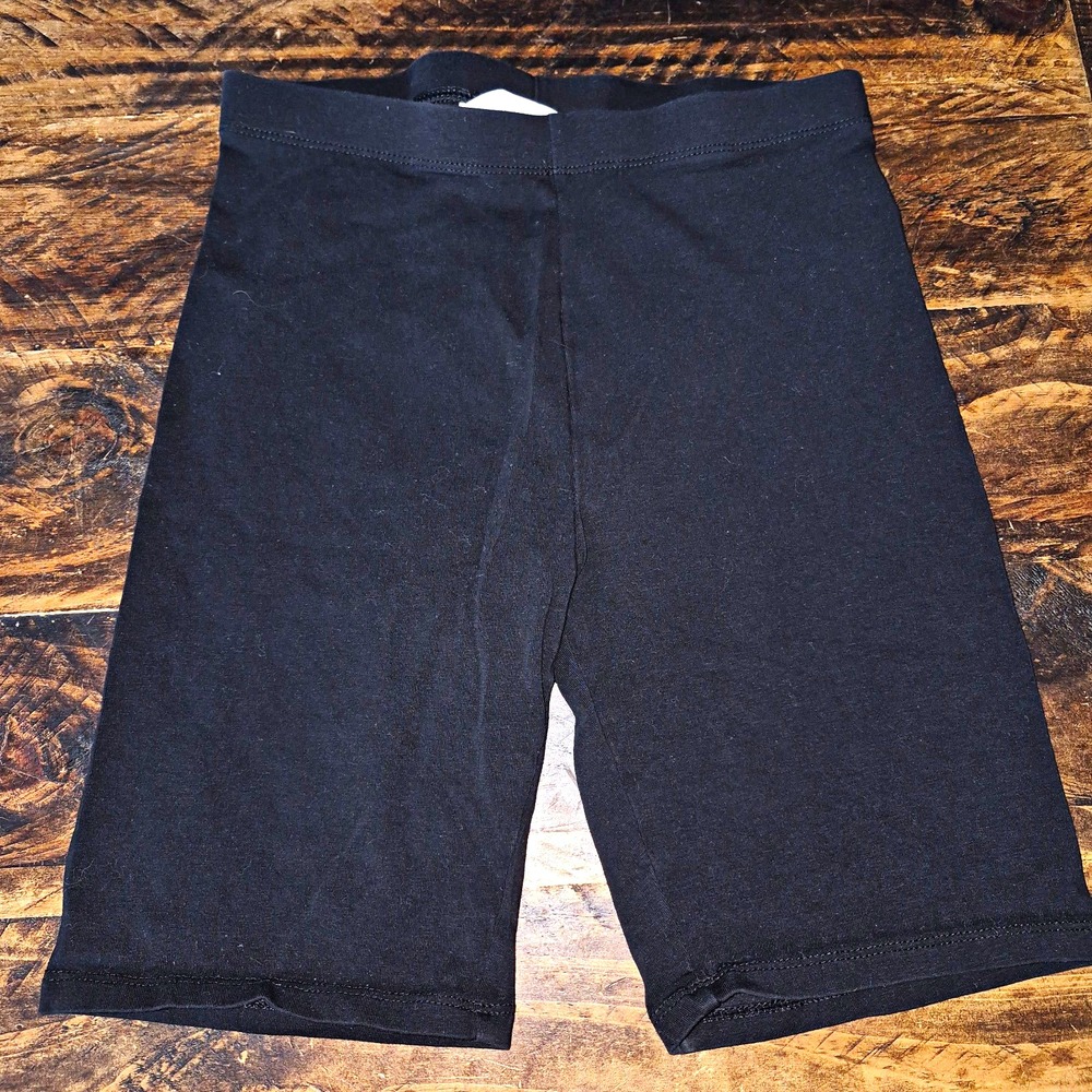 H&M Black Biker Shorts Knit Cotton Blend Stretch Pull On Slim Fit 6" Inseam